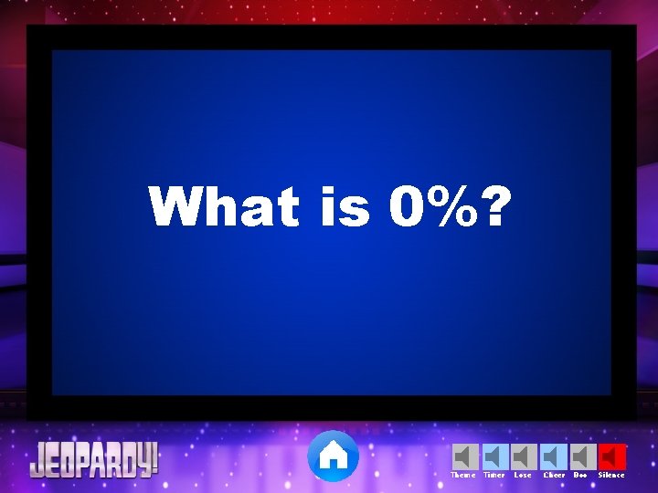 What is 0%? Theme Timer Lose Cheer Boo Silence 