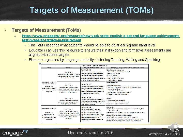 Targets of Measurement (TOMs) • Targets of Measurement (To. Ms) ¦ https: //www. engageny.