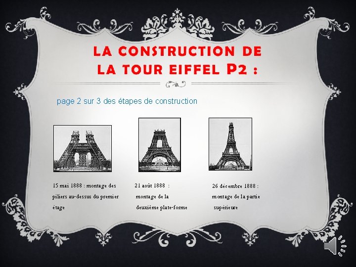 page 2 sur 3 des étapes de construction 15 mai 1888 : montage des