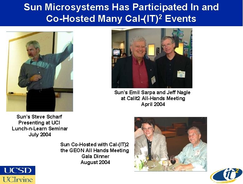 Sun Microsystems Has Participated In and Co-Hosted Many Cal-(IT)2 Events Sun’s Emil Sarpa and