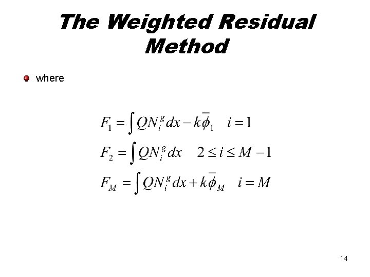 The Weighted Residual Method where 14 