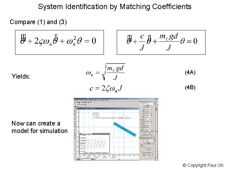 System Identification by Matching Coefficients Compare (1) and (3) Yields: (4 A) (4 B)