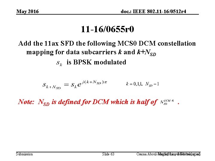 May 2016 doc. : IEEE 802. 11 -16/0512 r 4 11 -16/0655 r 0