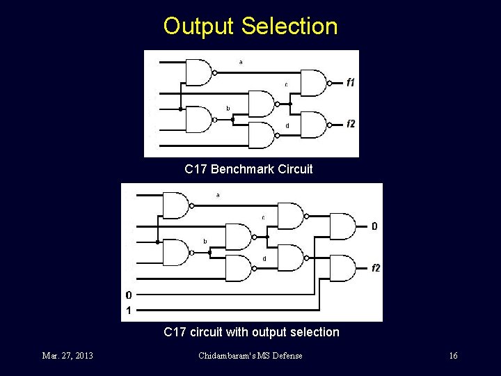 Output Selection C 17 Benchmark Circuit C 17 circuit with output selection Mar. 27,