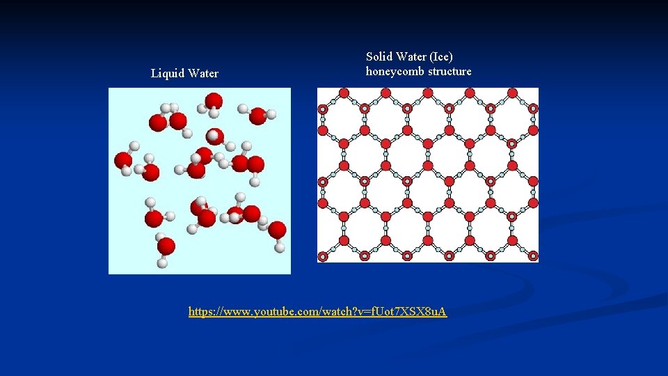 Liquid Water Solid Water (Ice) honeycomb structure https: //www. youtube. com/watch? v=f. Uot 7