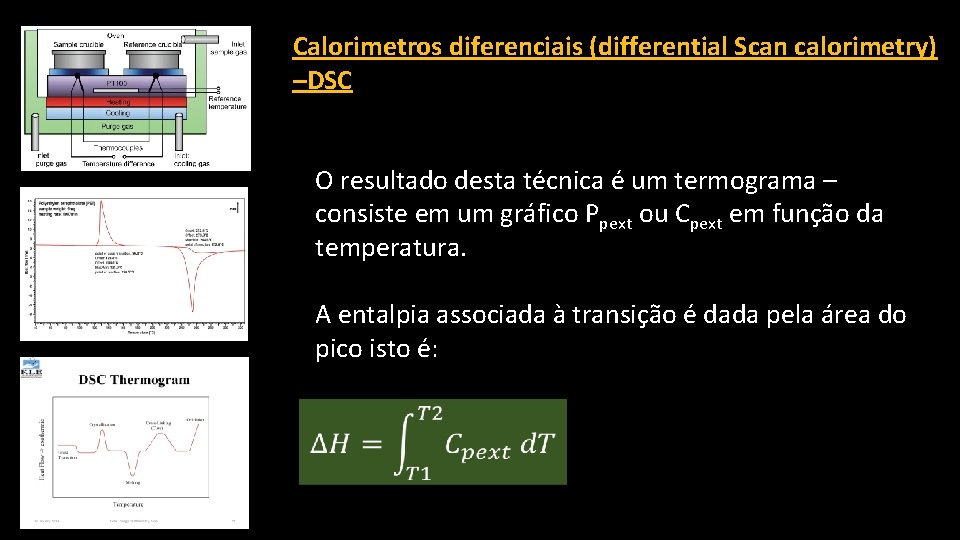 Calorimetros diferenciais (differential Scan calorimetry) –DSC O resultado desta técnica é um termograma –