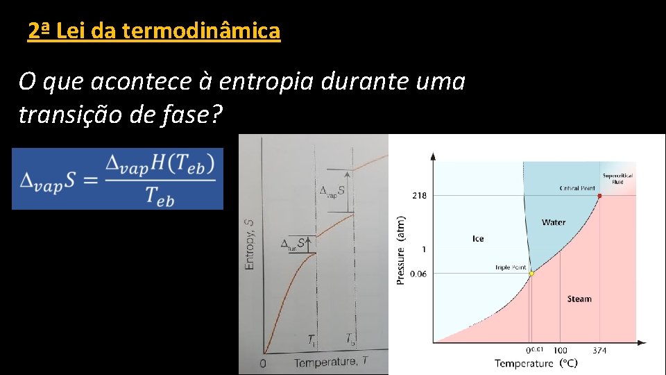 2ª Lei da termodinâmica O que acontece à entropia durante uma transição de fase?