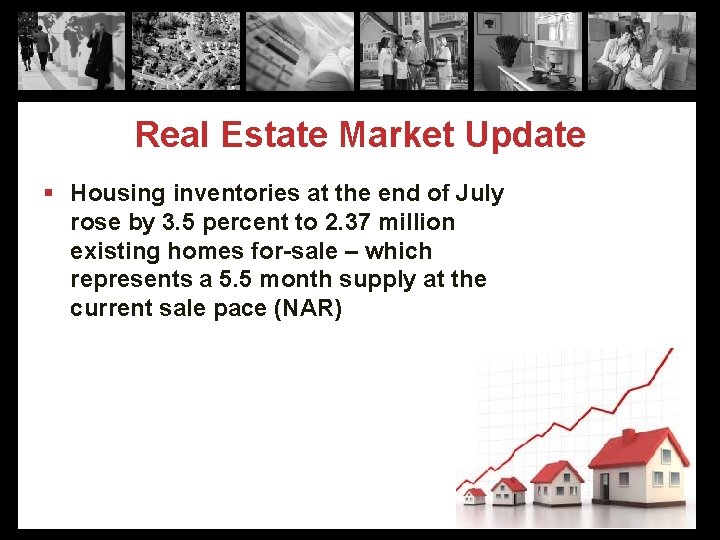 Real Estate Market Update § Housing inventories at the end of July rose by