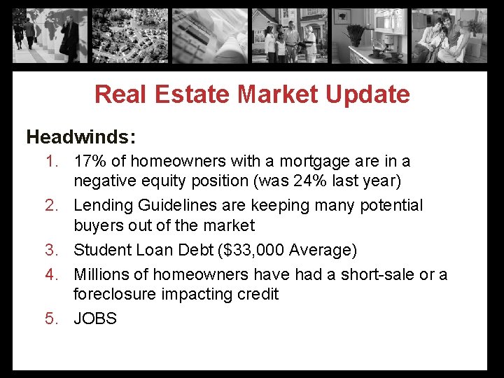 Real Estate Market Update Headwinds: 1. 17% of homeowners with a mortgage are in