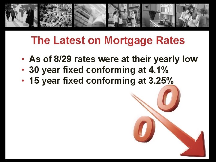 The Latest on Mortgage Rates • As of 8/29 rates were at their yearly