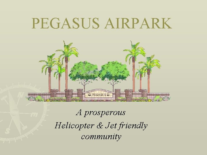 PEGASUS AIRPARK A prosperous Helicopter & Jet friendly community 