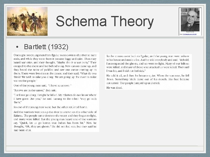 Schema Theory • Bartlett (1932) 