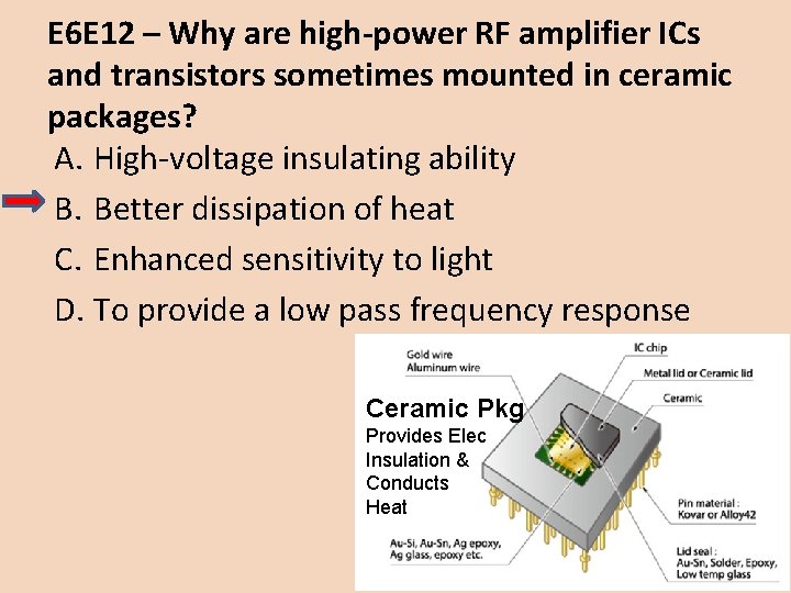 E 6 E 12 – Why are high-power RF amplifier ICs and transistors sometimes