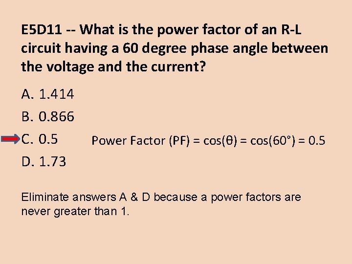E 5 D 11 -- What is the power factor of an R-L circuit