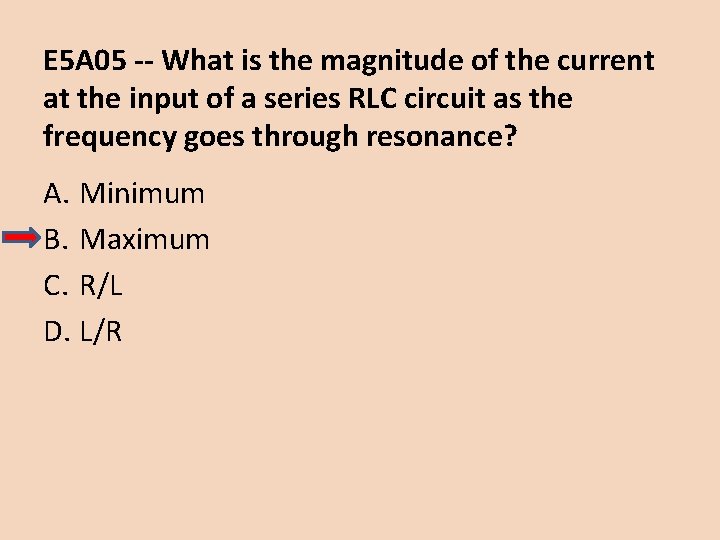 E 5 A 05 -- What is the magnitude of the current at the