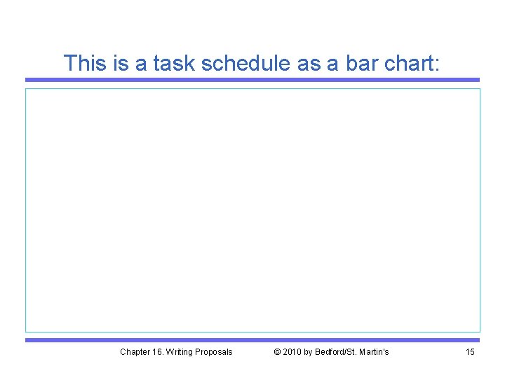 This is a task schedule as a bar chart: Chapter 16. Writing Proposals ©