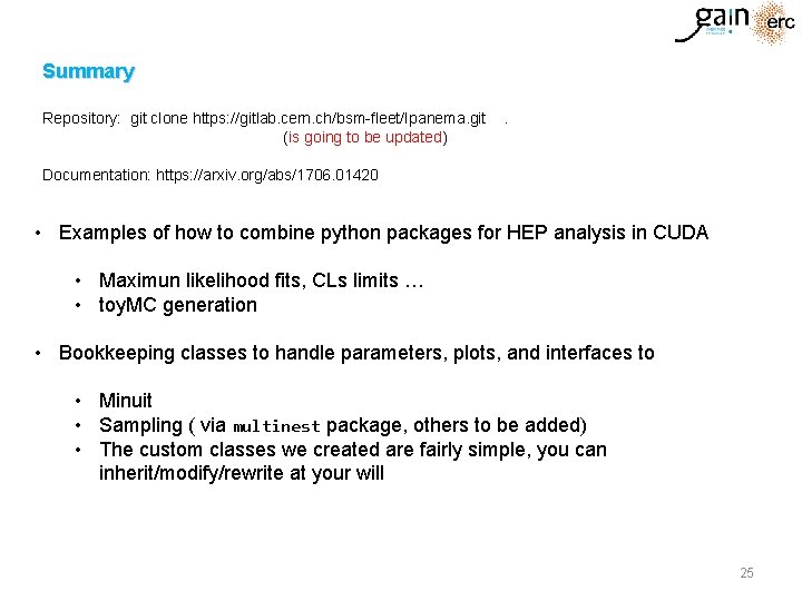 Summary Repository: git clone https: //gitlab. cern. ch/bsm-fleet/Ipanema. git (is going to be updated) Summary Repository: git clone https: //gitlab. cern. ch/bsm-fleet/Ipanema. git (is going to be updated)