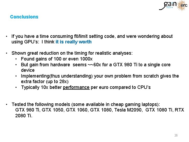 Conclusions • If you have a time consuming fit/limit setting code, and were wondering Conclusions • If you have a time consuming fit/limit setting code, and were wondering
