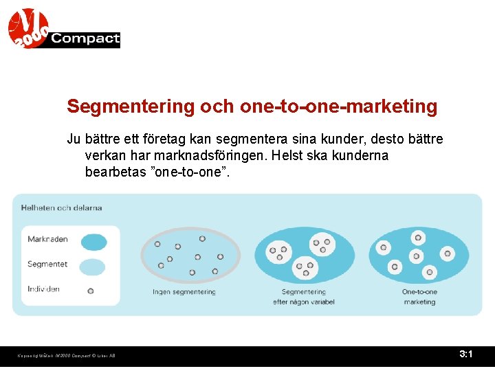 Segmentering och one-to-one-marketing Ju bättre ett företag kan segmentera sina kunder, desto bättre verkan