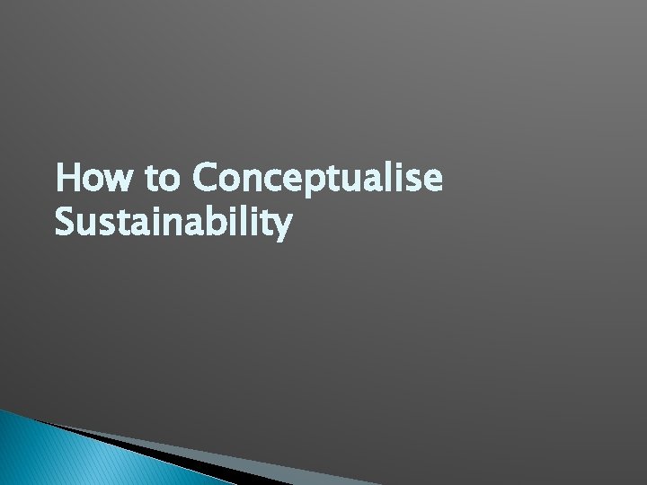 How to Conceptualise Sustainability 