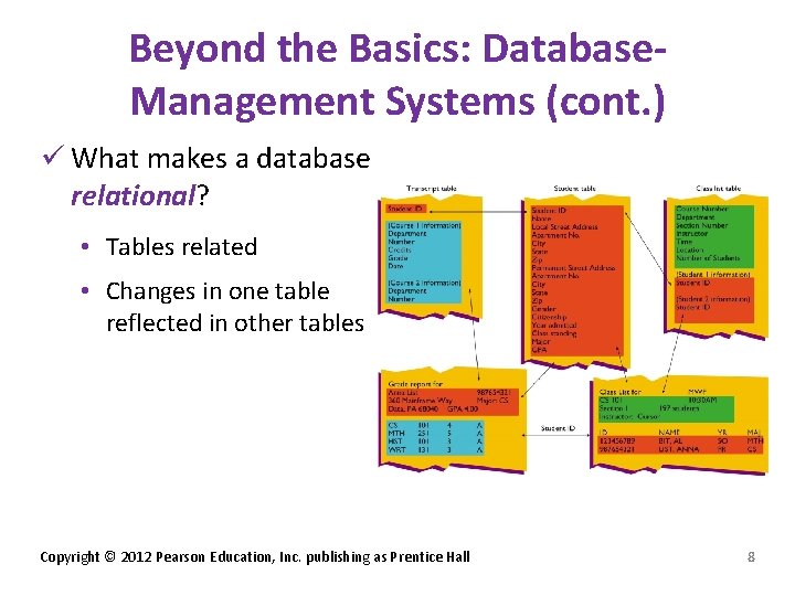 Beyond the Basics: Database. Management Systems (cont. ) ü What makes a database relational? Beyond the Basics: Database. Management Systems (cont. ) ü What makes a database relational?
