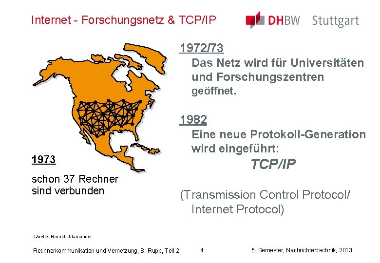 Internet - Forschungsnetz & TCP/IP 1972/73 Das Netz wird für Universitäten und Forschungszentren geöffnet.