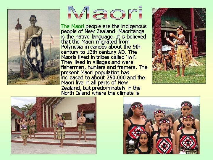 The Maori people are the indigenous people of New Zealand. Maoritanga is the native
