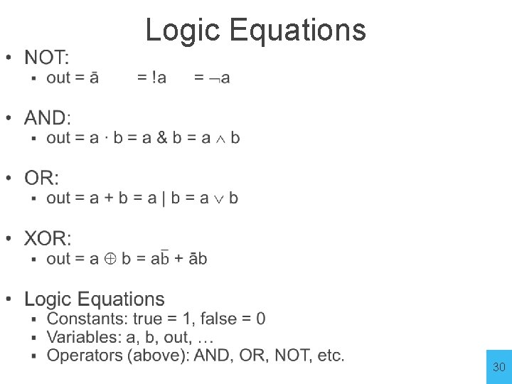 Logic Equations 30 