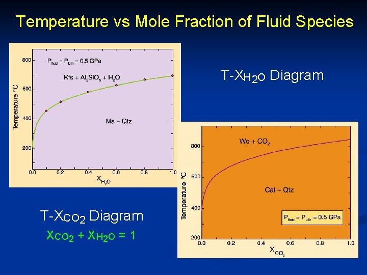 Temperature vs Mole Fraction of Fluid Species T-XH 2 O Diagram T-XCO 2 Diagram