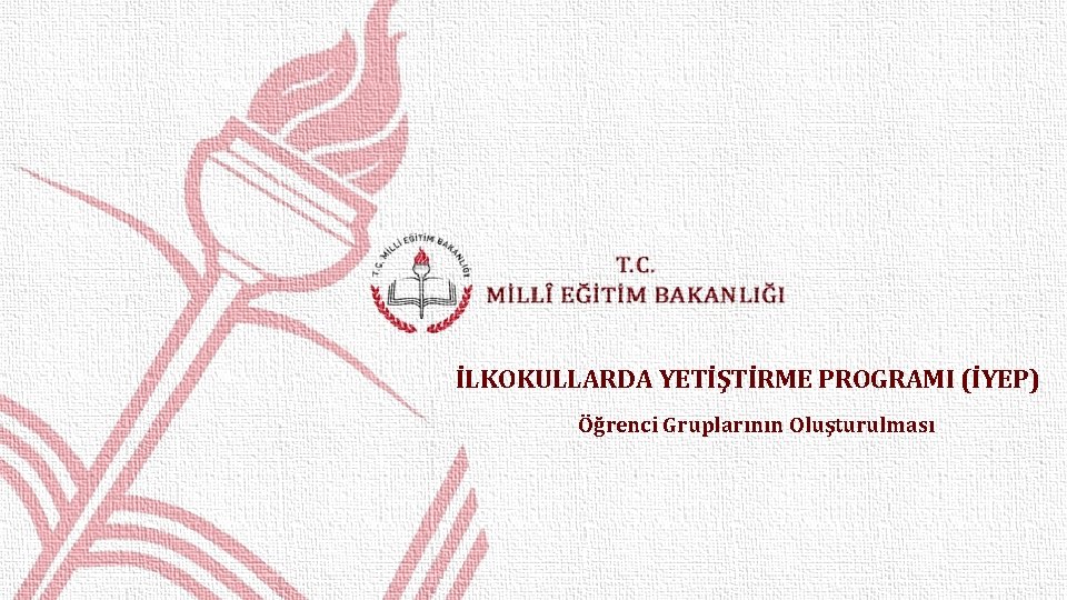 İLKOKULLARDA YETİŞTİRME PROGRAMI (İYEP) Öğrenci Gruplarının Oluşturulması 