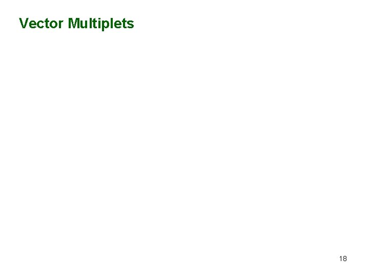 Vector Multiplets 18 