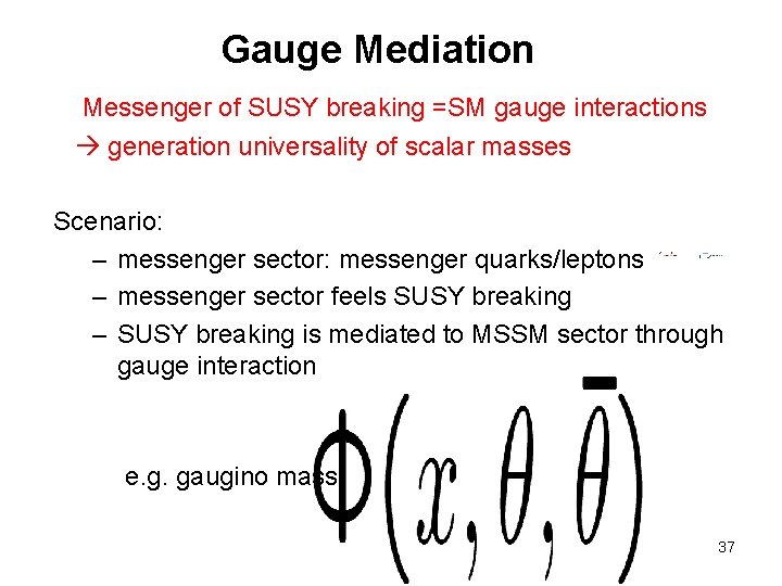 Gauge Mediation Messenger of SUSY breaking =SM gauge interactions generation universality of scalar masses