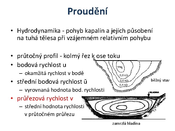 Proudění • Hydrodynamika - pohyb kapalin a jejich působení na tuhá tělesa při vzájemném