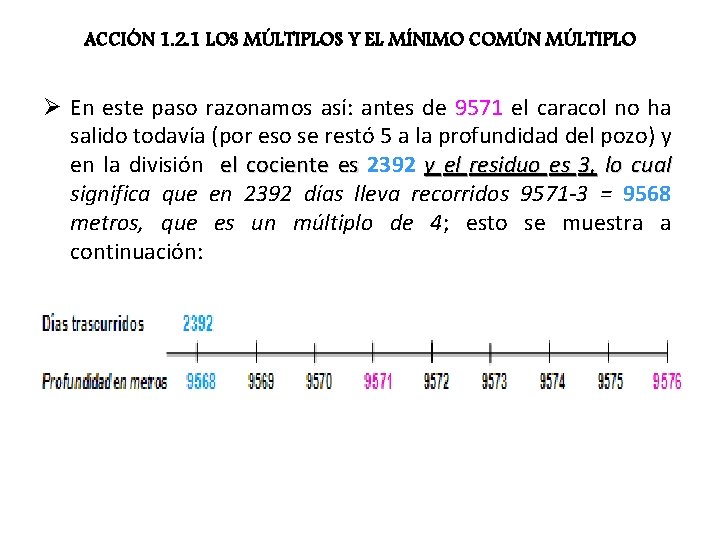 ACCIÓN 1. 2. 1 LOS MÚLTIPLOS Y EL MÍNIMO COMÚN MÚLTIPLO Ø En este