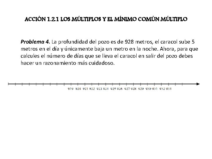 ACCIÓN 1. 2. 1 LOS MÚLTIPLOS Y EL MÍNIMO COMÚN MÚLTIPLO Problema 4. La