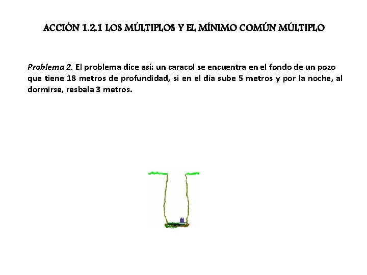 ACCIÓN 1. 2. 1 LOS MÚLTIPLOS Y EL MÍNIMO COMÚN MÚLTIPLO Problema 2. El