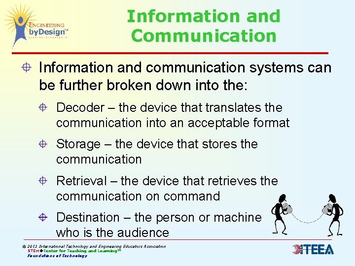 Information and Communication Information and communication systems can be further broken down into the: