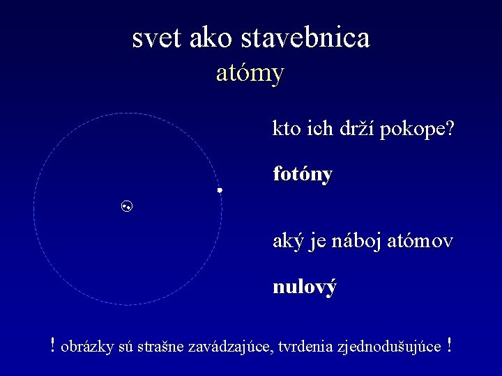 svet ako stavebnica atómy kto ich drží pokope? fotóny aký je náboj atómov nulový