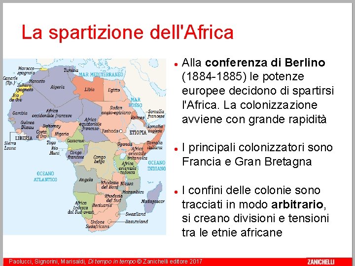 La spartizione dell'Africa Alla conferenza di Berlino (1884 -1885) le potenze europee decidono di