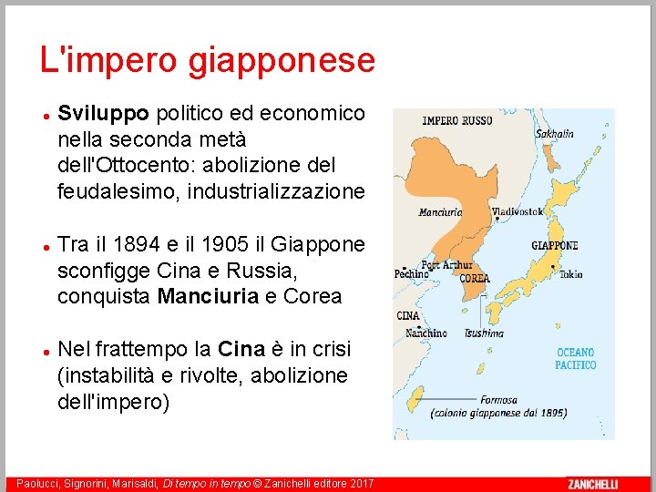 L'impero giapponese Sviluppo politico ed economico nella seconda metà dell'Ottocento: abolizione del feudalesimo, industrializzazione