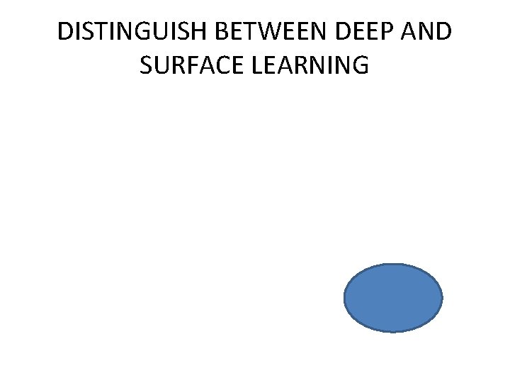 DISTINGUISH BETWEEN DEEP AND SURFACE LEARNING 