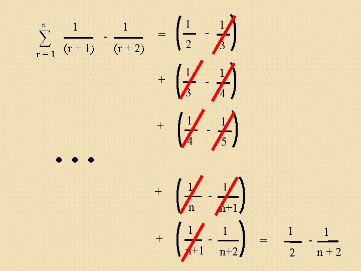 n ∑ 1 r = 1 (r + 1) - 1 = (r +