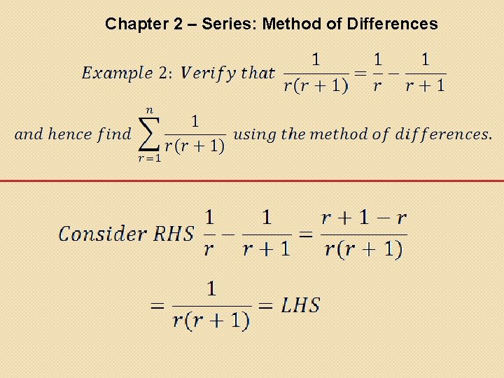 Chapter 2 – Series: Method of Differences 