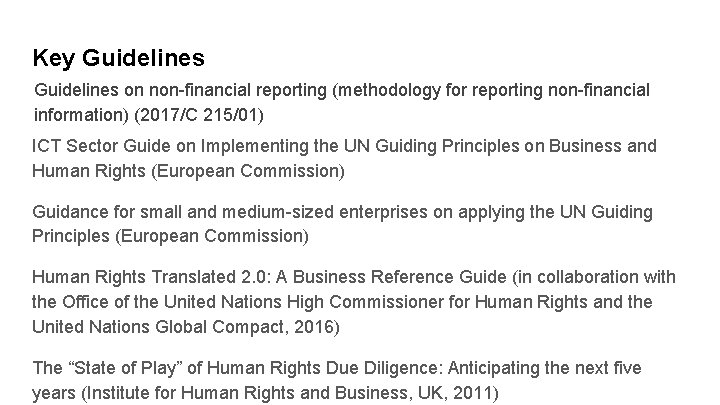 Key Guidelines on non-financial reporting (methodology for reporting non-financial information) (2017/C 215/01) ICT Sector