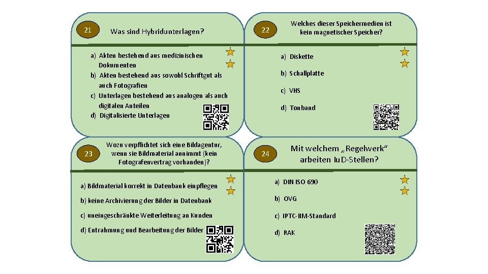 21 Was sind Hybridunterlagen? 22 a) Akten bestehend aus medizinischen Dokumenten b) Akten bestehend