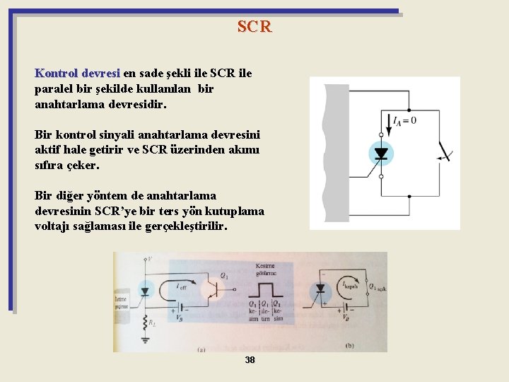 SCR Kontrol devresi en sade şekli ile SCR ile paralel bir şekilde kullanılan bir