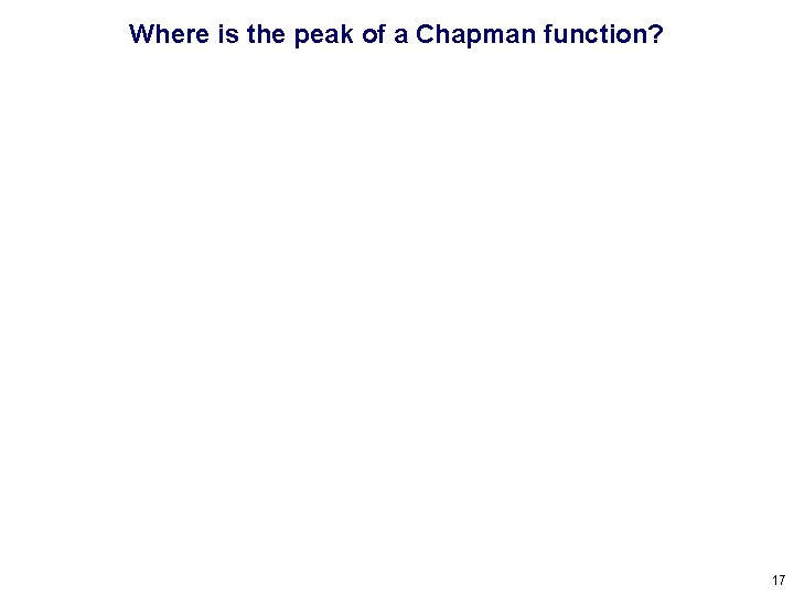 Where is the peak of a Chapman function? 17 