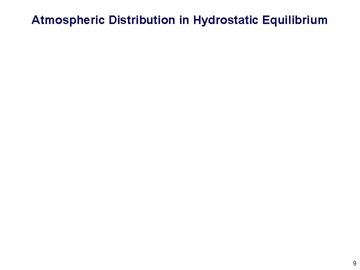 Atmospheric Distribution in Hydrostatic Equilibrium 9 