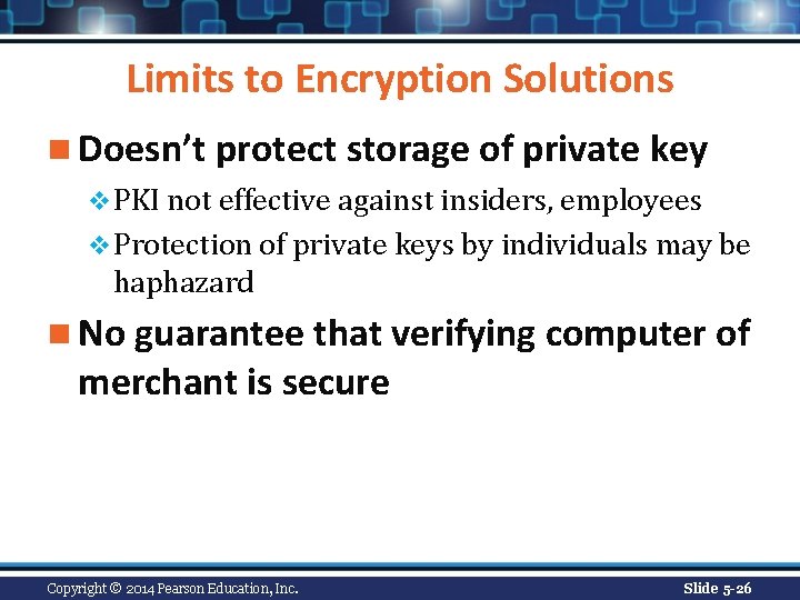 Limits to Encryption Solutions n Doesn’t protect storage of private key v PKI not