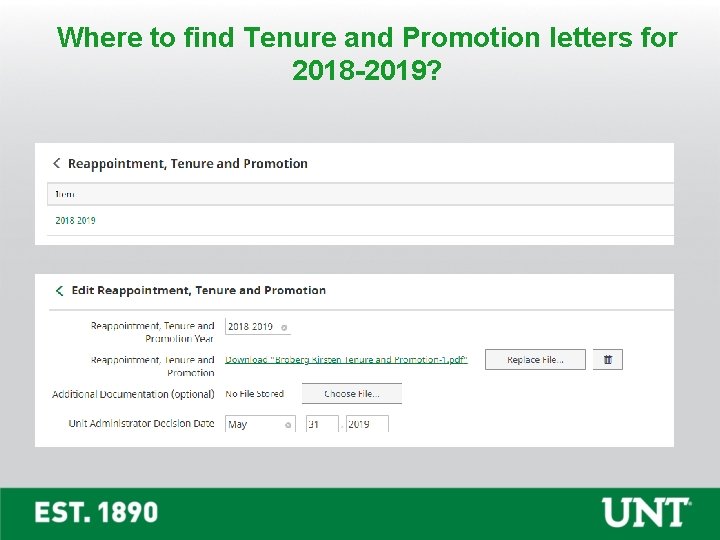 Where to find Tenure and Promotion letters for 2018 -2019? 